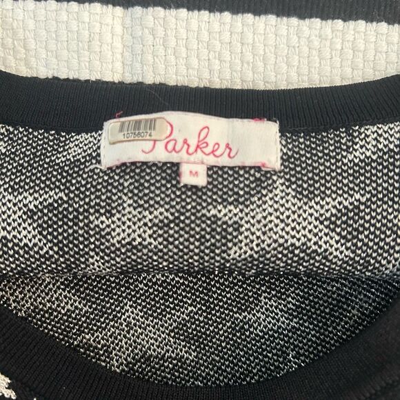 Parker Black and Silver Star Crewneck Long Sleeve Sweater Size Medium - Picture 11 of 13